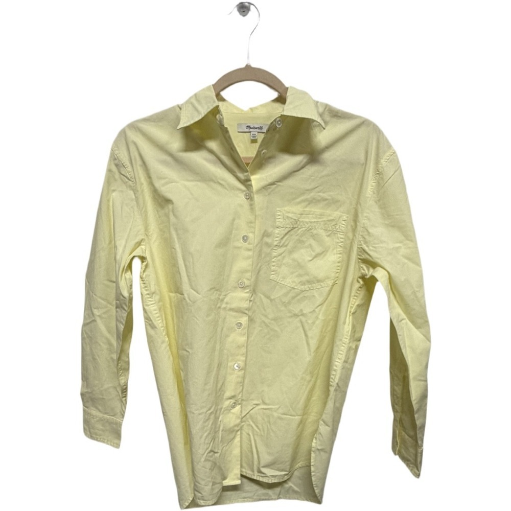Madewell The Easy Shirt Poplin Butter Yellow XXS NWT NY392 Button Front Cotton